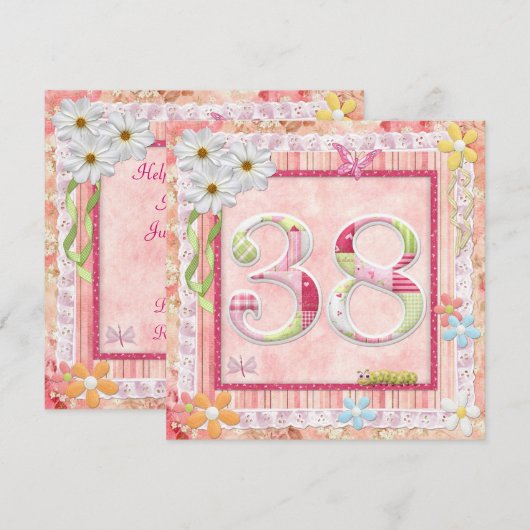 38e verjaardag feest scrapbooking stijl kaart (Voorkant / Achterkant)