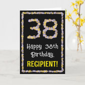 38e verjaardag: Floral Flowers Number, Custom Name Kaart (Gele Bloem)