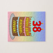 38e verjaardag: Fun Cake and Candles + Custom Name Legpuzzel (Horizontaal)
