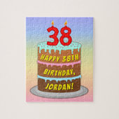 38e verjaardag: Fun Cake and Candles + Custom Name Legpuzzel (Verticaal)