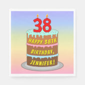 38e verjaardag: Fun Cake and Candles + Custom Name Servet (Voorkant)