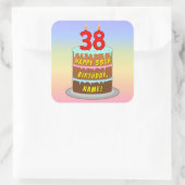 38e verjaardag: Fun Cake and Candles + Custom Name Vierkante Sticker (Tas)