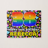 38e verjaardag — Fun, liefhebbende hartvormen + "3 Legpuzzel (Horizontaal)