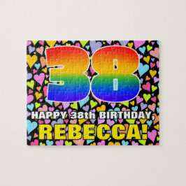 38e verjaardag — Fun, liefhebbende hartvormen + "3 Legpuzzel