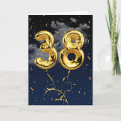 38e verjaardag Gold Mylar ballon en Confetti Card Kaart (Voorkant)