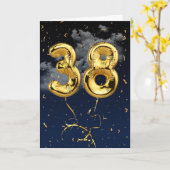38e verjaardag Gold Mylar ballon en Confetti Card Kaart (Gele Bloem)