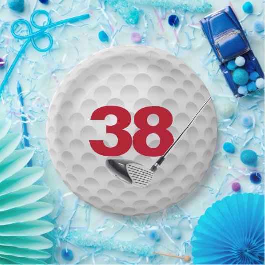 38e verjaardag golfbal design papier Bord (Feest)
