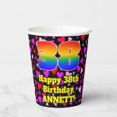 38e verjaardag: Het liefhebbende Kunstpatroon, Reg Papieren Bekers (Achterkant)