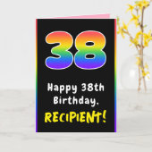 38e verjaardag: kleurrijke regenboog # 38, aangepa kaart (Gele Bloem)