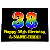 38e verjaardag ~ Leuk, Kleurrijk, Levendig, Regenb Groot Cadeauzakje (Voorkant)