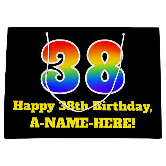38e verjaardag ~ Leuk, Kleurrijk, Levendig, Regenb Groot Cadeauzakje (Voorkant)