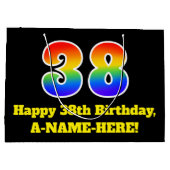 38e verjaardag ~ Leuk, Kleurrijk, Levendig, Regenb Groot Cadeauzakje (Achterkant)