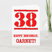 38e verjaardag: Leuk, rood rubberen stempel geïnsp Kaart (Voorkant)