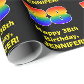 38e verjaardag: Leuke, kleurrijke regenboog geïnsp Cadeaupapier (Rol Hoek)