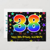38e verjaardag: Leuke sterrenprint, Regenboog 38,  Briefkaart (Voorkant / Achterkant)
