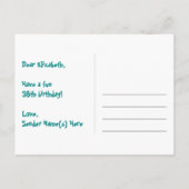 38e verjaardag: Leuke sterrenprint, Regenboog 38,  Briefkaart (Achterkant)