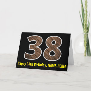 38e verjaardag: Naam + Faux Wood Grain Patroon "38 Kaart