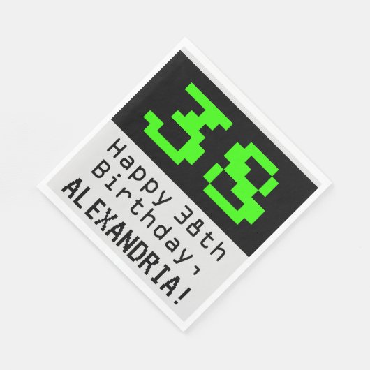 38e verjaardag - Nerdy / Geeky Style "38" & naam Servet (Hoek)