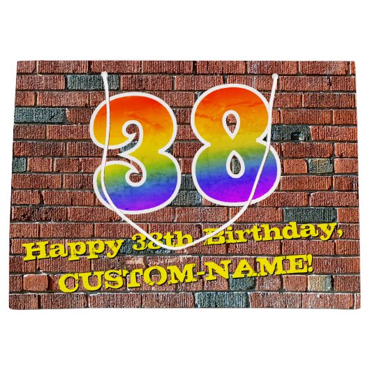 38e verjaardag: Plezier, op graffiti geïnspireerde Groot Cadeauzakje (Voorkant)