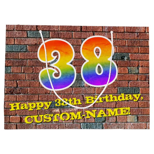 38e verjaardag: Plezier, op graffiti geïnspireerde Groot Cadeauzakje (Achterkant)