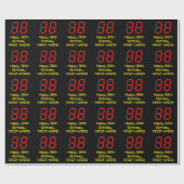 38e verjaardag: Red Digital Clock Style "38" + naa Cadeaupapier (Vlak)