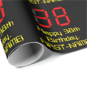 38e verjaardag: Red Digital Clock Style "38" + naa Cadeaupapier (Rol Hoek)