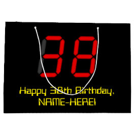 38e verjaardag: Red Digital Clock Style "38" + naa Groot Cadeauzakje