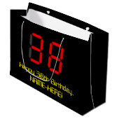 38e verjaardag: Red Digital Clock Style "38" + naa Groot Cadeauzakje (Voorkant Gekanteld)