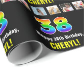 38e verjaardag: Regenboog "38"; Aangepaste foto's  Cadeaupapier (Rol Hoek)