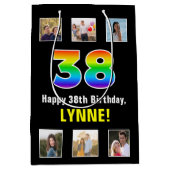 38e verjaardag: Regenboog "38", aangepaste foto's Medium Cadeauzakje (Voorkant)