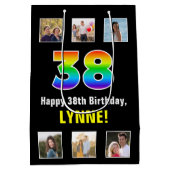 38e verjaardag: Regenboog "38", aangepaste foto's Medium Cadeauzakje (Achterkant)