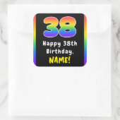 38e verjaardag: Regenboogspectrum # 38, Aangepaste Vierkante Sticker (Tas)