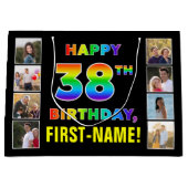 38e verjaardag: Regenboogtekst, aangepaste foto's  Groot Cadeauzakje (Voorkant)