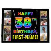 38e verjaardag: Regenboogtekst, aangepaste foto's  Groot Cadeauzakje (Achterkant)