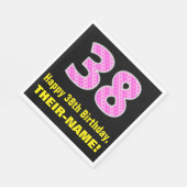 38e verjaardag: roze strepen en harten "38" + naam servet (Hoek)