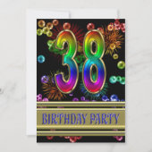 38e verjaardag Uitnodiging met bubbels (Voorkant)