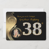 38e verjaardag uitnodiging, nummer diamant, foto 2 kaart (Voorkant)