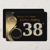 38e, Verjaardag Uitnodiging, Nummer Diamant, Foto Kaart (Voorkant / Achterkant)