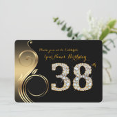 38e, Verjaardag Uitnodiging, Nummer Diamant, Foto Kaart (Staand voorkant)