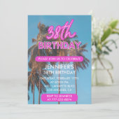 38e verjaardag uitnodiging Zomer Roze Palm boom (Staand voorkant)