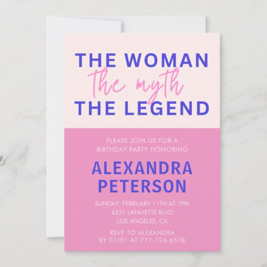 38e verjaardag Uitnodigingen Humor Vrouw Myth Lege (Voorkant)