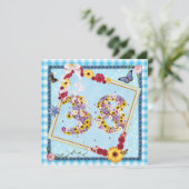 38e verjaardag Uitnodigingsbloemen, vlinders Kaart (Staand voorkant)