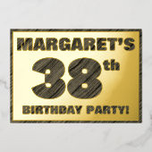 38e verjaardag van de geboorte - Vette, houten gra Folie Uitnodiging (Voorkant)