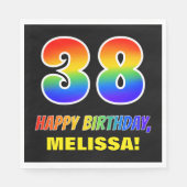 38e verjaardag: Vet, Vun, eenvoudig, regenboog 38 Servet (Voorkant)
