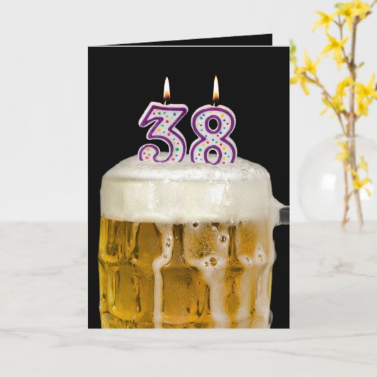 38e verjaardag zwarte bier kaart (Gele Bloem)