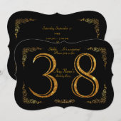 38e, Verjaardagsfeest 38e, grote Gatsby, zwart & g Kaart (Voorkant / Achterkant)