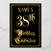 38e Verjaardagsfeest — Fancy Script & Aangepaste n Folie Uitnodiging (Voorkant)