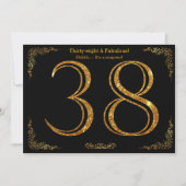 38e Verjaardagsfeest, Gatsby stijl, zwart goud gli Kaart (Voorkant)