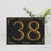 38e Verjaardagsfeest, Gatsby stijl, zwart goud gli Kaart (Staand voorkant)