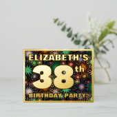 38e verjaardagsfeest: Kijk op bold, kleurrijk vuur Folie Uitnodiging Briefkaart (Staand Voorkant)